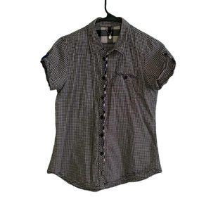 Chemistry Black and White Checkered Button-Down Cotton Shirt Summer | Size L
